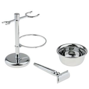Kit de afeitado para hombre con cepillo de pelo sintético, mango de madera y estuche de cuero, el más vendido. - Product Image 2