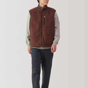 <b>Men's</b> <b>Sherpa</b> <b>Fleece</b> Vest Full Zip Stand Collar Sleeveless <b>Jacket</b> Breathable Warm Casual Outerwear for Winter - Product Image 3