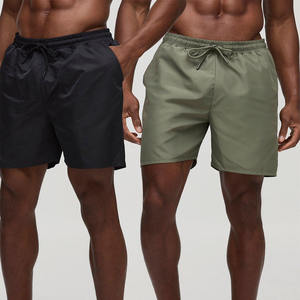Shorts de sport décontractés pour hommes, personnalisés, mi-longs, anti-plis, séchage rapide, respirants, en polyester uni avec cordon de serrage - Product Image 1