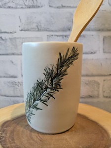 Portautensilios de Cerámica Artesanal con Estampado de Lavanda, Acabado Brillante, Resistente, para Almacenamiento en la Cocina, Decorativo - Product Image 2