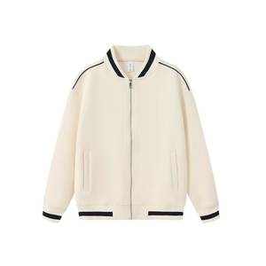 Premium Unisex Full Zip Bomber Jacket Rib Knit Collar Casual Fashion Outerwear Custom Plain Purple Zip Up Bomber Jacket - Product Image 1