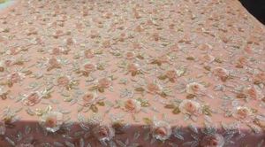 Tissu à paillettes lourdes pour Lehenga, tissu brodé en coton blanc, tissu organza doux brodé floral, en promotion - Product Image 3