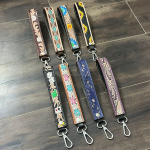 Porte-clés en cuir de vache véritable, design occidental à la mode, fait à la main, bracelet porte-clés, sangles pratiques pour portefeuille, sac à main, pochette, téléphone portable - Product Image 6