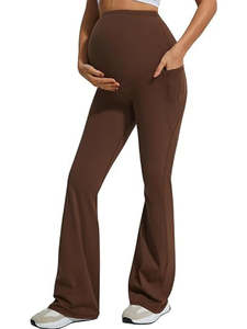 Pantalones de Maternidad de Cintura Alta Personalizados al por Mayor, Leggings de Seda Suave y Elástica, Ropa Deportiva Cómoda para Embarazadas y Yoga - Product Image 2