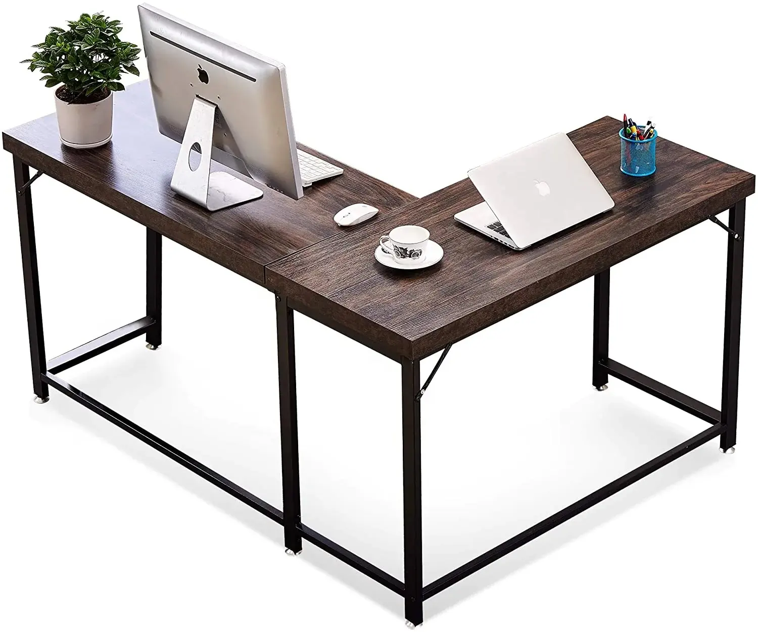 بسهولة تجميعها عالية العصرية و أثاث مكتبي عصري سطح المكتب الجدول الصلبة خشبية و معدنية الإطار طاولة مكتبية