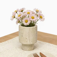 Vase en travertin classique et élégant, parfait pour décorer votre salon, votre bureau, votre table de chevet, pots à fleurs en travertin