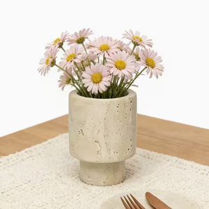 Classic And Elegant Travertine Vase Perfect for Decorating Your Living Room Office Desk, Bedside <b>Table</b> Travertine Flower <b>Pots</b> - Product Image 4