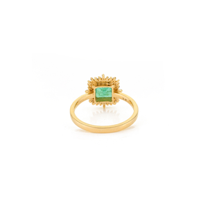 Impresionante Anillo Minimalista de Esmeraldas y Diamantes Engastados a Mano de Alta Calidad en Oro Amarillo Sólido de 18K, Joyería Apilable al por Mayor - Product Image 6