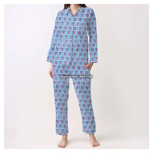Indian Cotton Night Wear Pj Set Dress Soft Cotton Spring/Summer Floral/Character/Letter/Pattern/Vacation/Coconut <b>Tree</b> Pattern - Product Image 6