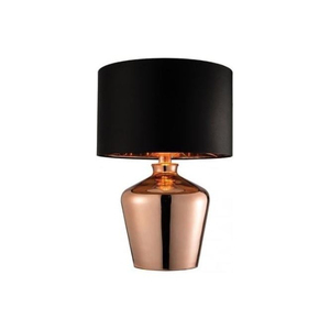 Lámpara de mesa de cobre con pantalla de tela negra, base para bombilla LED E27, para decoración de dormitorio, lámparas de mesa hechas a mano - Product Image 1