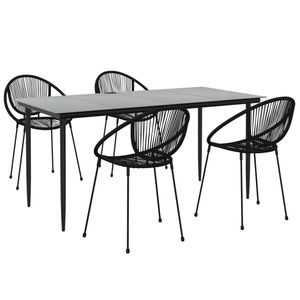 Juego de Comedor de 5 Piezas de Ratán de PVC Negro para Jardín - Product Image 3