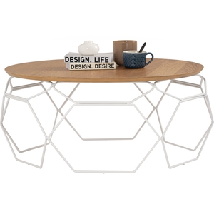 Luxury <b>Round</b> Coffee <b>Table</b> with Metal Base Design <b>White</b> Coffee <b>Table</b> for Living Room and Small Living Spaces - Product Image 2