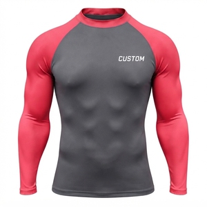 Maillot de compression MMA pour hommes avec logo personnalisé imprimé numériquement sur le devant, manches longues, séchage rapide, Spandex/Polyester - Product Image 1