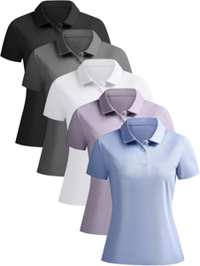 Camiseta de Golf para Mujer, Color Sólido, 100% Algodón, Secado Rápido, Transpirable, Antiarrugas, Estilo Casual, Marca Personalizada - Product Image 6