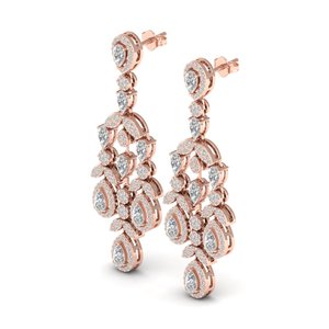 REYES Luxury 14K Rose Gold Plated Moissanite <b>Dangle</b> Drop <b>Earrings</b> with 925 Sterling <b>Silver</b> Wedding Party Wear Fine Jewelry - Product Image 3