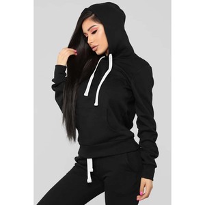 Women's <b>Red</b> Hooded Crop Sweatshirt Full Sleeve Knitted 100% Cotton Letter Print Casual Autumn Wear - Product Image 3