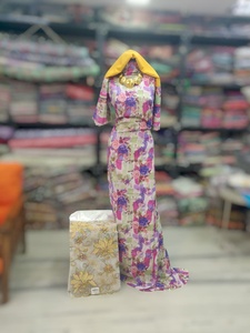 Vestido de Novia Ecológico de Lujo con Tejido Dirac Alemán, Estampado Floral Amarillo y Shaash a Juego |   Ropa de Fiesta para Chicas y Mujeres - Product Image 4