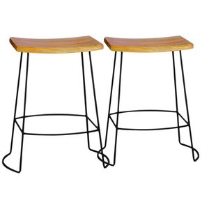 Elegante Taburete de Madera y Hierro con Altura Ergonómica, Perfecto para Barra de Desayuno, Isla de Cocina y Bares - Product Image 6