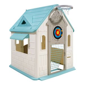 Casa de Juegos Infantil 5 en 1 para Exteriores con Baloncesto, Dardos, Fútbol, Lanzamiento de Aros, Puerta y Ventana Prácticas - Product Image 1