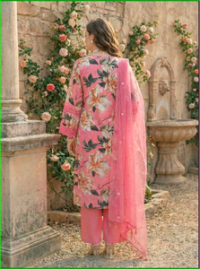 Ensemble de costume en coton rose imprimé Schiffli - Product Image 4