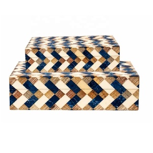 Latest Design Handcrafted Geometric Pattern Bone Inlay Jewelry Box Bone Decorative Jewelry Organizer For Home and <b>Dressing</b> <b>Table</b> - Product Image 3