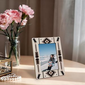 Picture <b>Frame</b>, Boho Inspired Wooden Photo <b>Frame</b> Photo,Table Top Desk Rustic Southwestern Pattern Home Decor Gift for Family - Product Image 3