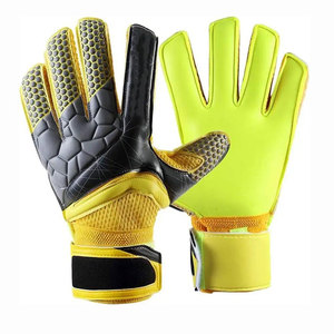 Football Goalkeeper Gloves Full Finger Yellow <b>Black</b> Non Slip <b>Hook</b> And Loop Closure Unisex Breathable Protective - Product Image 4