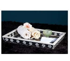 Plateau de rangement décoratif en bois et nacre pour table à manger, best-seller - Product Image 2