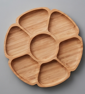 Assiette et plateau à dessert en bois faits à la main en forme de fleur prix de gros parfait pour les fruits secs ustensiles de cuisine assiette alimentaire - Product Image 1