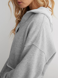 <b>Women's</b> <b>Pink</b> Hooded Winter Color Blocked Casual Drop Shoulder Long Sleeve Pullover Sweatshirt <b>Top</b> - Product Image 2