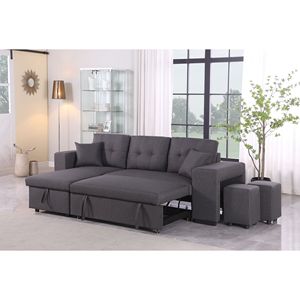 Daniel Reversible Upholstered Sectional with <b>Pull</b>-<b>Out</b> Loveseat <b>Sofa</b> <b>Beds</b> - Product Image 6
