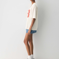 Camiseta de Verano Casual para Mujer, Cuello en V, Talla Grande, Tejida en Algodón 100%, Lavada, Holgada, de Manga Corta, Transpirable y de Secado Rápido, Estilo Vintage