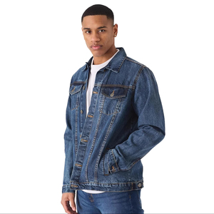 Veste en jean bleu foncé pour homme, coupe ajustée, décontractée, en coton, style classique streetwear, élégante, pour un usage quotidien - Product Image 1
