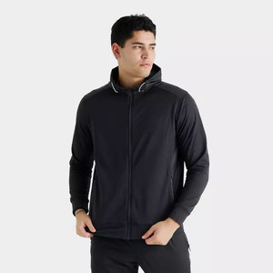 Sweat-shirt à capuche noir pour homme, coupe classique, en polyester tricoté, décontracté, automne, logo personnalisé, vêtements streetwear - Product Image 3