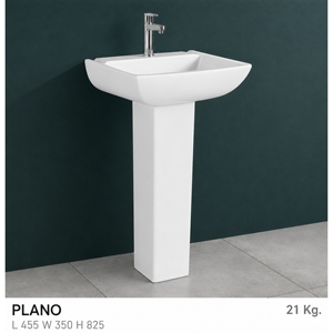 Lavabo de Pedestal Rectangular Plano con un Solo Orificio, Montado en el Suelo, Minimalista, con Capacidad de 9L y Acabado Pulido - Product Image 3