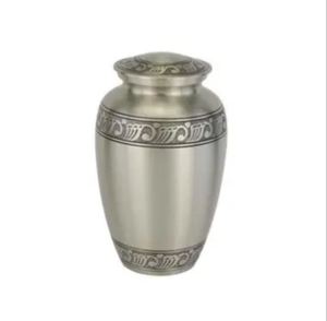 Urna Funeraria de Aluminio Plateado Hecha a Mano, Urna Conmemorativa para Cenizas Humanas, Florero Decorativo Portátil para Entierro - Artesanía India - Product Image 4