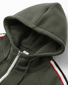 Hooded 100% Cotton Two-Piece Winter Streetwear Men's Tracksuit Set Stylish Comfortable Long Sleeve Full-Zip Quick Dry 300g - Product Image 5