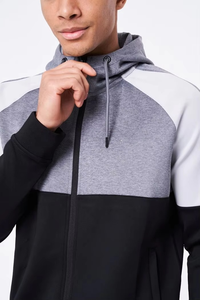 Ensemble de survêtement sportif pour homme, sweat-shirt à capuche 2 en 1 à séchage rapide, manches longues, fermeture éclair sur le devant, polyester et coton légers pour l'automne - Product Image 6