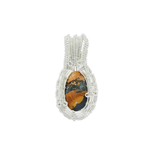 Pendentif en pierre naturelle enveloppé de fil plaqué argent, style bohème, bijoux unisexes, à porter tous les jours, forme ovale, collier fait à la main - Product Image 2