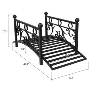 Ringhiera in Ferro Nera con Parte Superiore Piatta 102*51*43cm e Sfera in Ferro Rotonda, Elegante Ponte da Giardino - Product Image 5