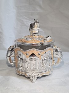 Azucarero de Lujo Estilo Taj Mahal con Diseño de Elefante, Bañado en Plata Real, con Cuchara - Product Image 5