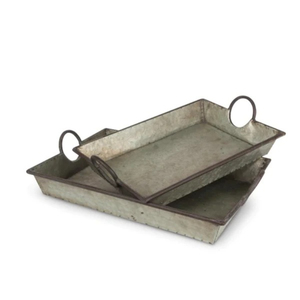 Plateau de service rectangulaire en métal galvanisé, finition polie, durable, pour usage en restaurant, passe au lave-vaisselle, plateau de service alimentaire pour restaurant - Product Image 2