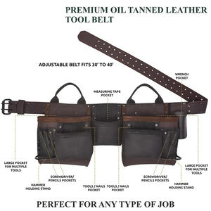 Wholesale Custom Premium Genuine Leather <b>Carpenter</b> <b>Tool</b> Belt Combo <b>Tool</b> Pouch <b>Carpenter</b> Holder Work Organizer Leather <b>Tool</b> Belt - Product Image 5
