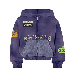 Sweat-shirt à capuche personnalisé SHY SPORTS, effet délavé, fermeture éclair, 100% coton, tissu molletonné français, logo imprimé, écologique, tissu doux, unisexe - Product Image 1