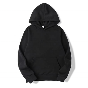High Quality Men's French Terry <b>Hoodie</b> Custom Logo Solid Pattern Oversized No <b>String</b> Sweatshirt Hooded Collar - Product Image 2