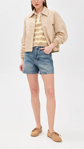 Shorts en jean droits à taille haute de style américain classique, pantalons décontractés pour femmes, vêtements d'été pour équipes professionnelles - Product Image 4