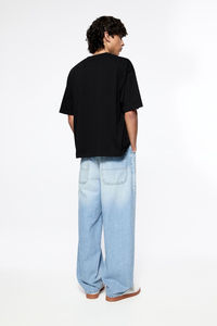 Pantalones Vaqueros Personalizados para Hombre, Color Gris Negro, Cintura Alta, Estilo Urbano, Corte Recto Holgado, Algodón, OEM - Product Image 5