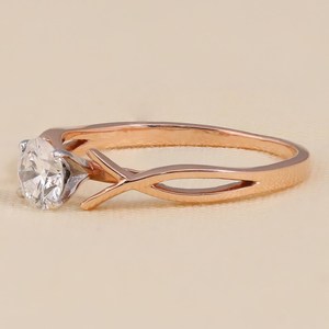 Moissanite 4MM Round Cut <b>Solitaire</b> <b>Ring</b> Original 925 <b>Silver</b> With Rose Plated Fine Promise Gift Jewelry For Wedding Charms - Product Image 4