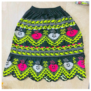 Jupe pour femme de haute qualité, taille haute, coupe trapèze, unie, brodée, 100% polyester, style hawaïen, respirante et confortable - Product Image 5