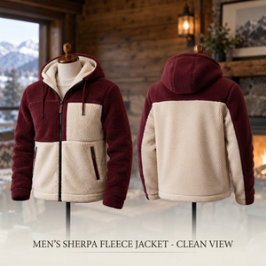 Veste à capuche en polaire pour homme, avec un matériau en polaire épais, coupe décontractée confortable, fermeture éclair sécurisée, poignets côtelés - Product Image 6